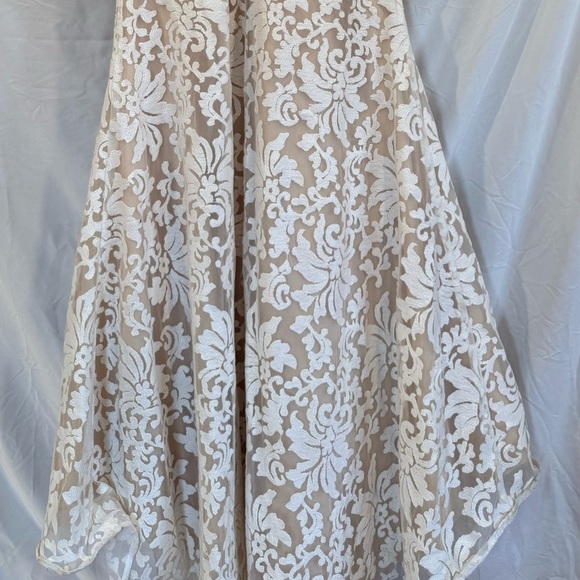 Nina Canacci Cream Blue Beaded Lace Embroidered Mermaid Event wedding Dress Sz 6 - Picture 15 of 16